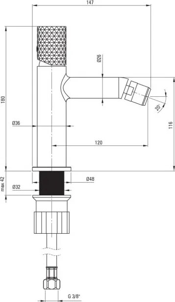 🚿 Baterie pentru bideu SILIA HEXA – Finisaj auriu periat – Cod BHS_R30M