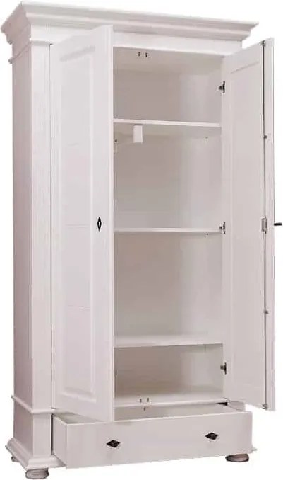 Dulap lemn masiv alb Ariana, 110 × 46 × 200 cm