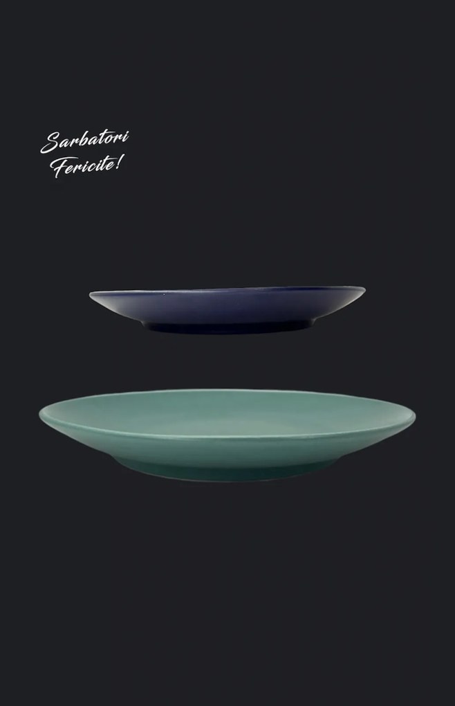 Set Cadou 4 Farfurii MADE Pantone (2 Farfurii Mari Verde Mat 26cm, 2 Farfurii Desert Indigo 21cm)