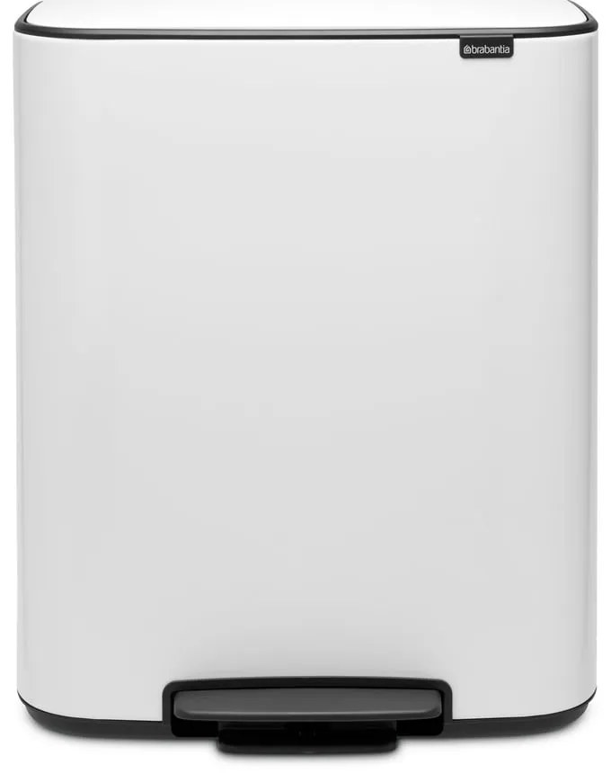 Coș de gunoi alb de reciclat/cu pedală din oțel 60 l Bo – Brabantia