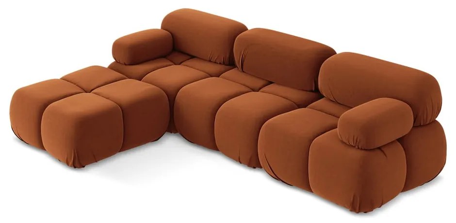 Colțar modular portocaliu cu tapițerie din catifea Lokua – Makamii