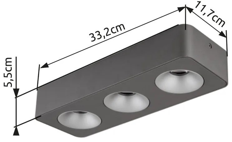 Spot LED aplicat aluminiu gri HANGARAU 3