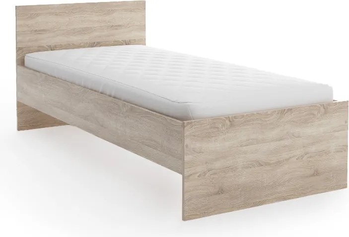 Pat ELISA 90 x 200 cm, stejar sonoma Saltele: Cu saltele Deluxe 10 cm, Somiera pat: Cu lamele curbate