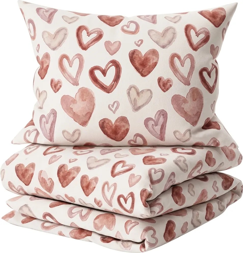 Lenjerie de pat din flanel AMORIA HEARTS cu model Dimensiune lenjerie de pat: 2 buc 70 x 90 cm | 200 x 220 cm