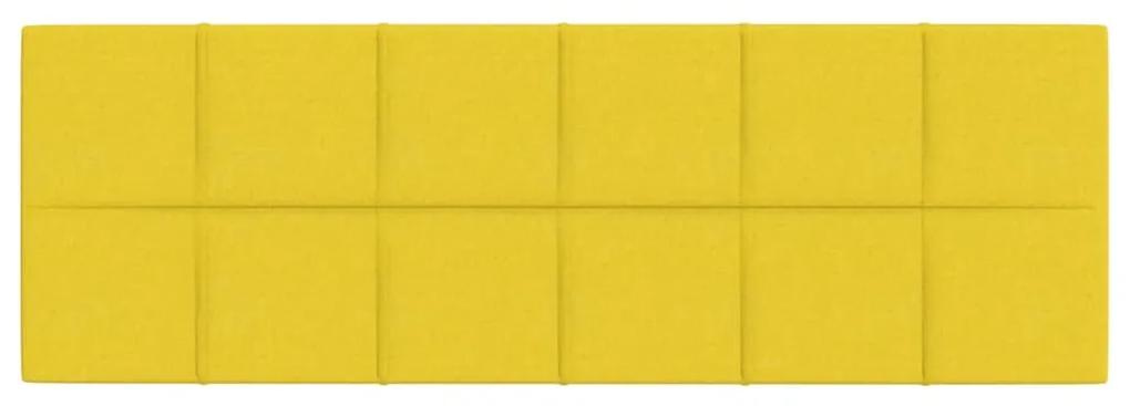 Panouri de perete 12 buc. galben 90x30 cm textil 3,24 m   12, Galben, 90 x 30 cm