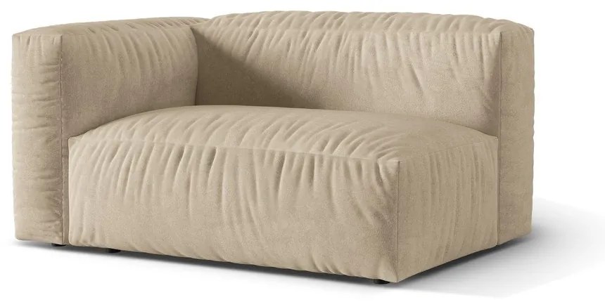 Modul pentru canapea modulară bej cu tapițerie din catifea (cu colț pe partea stângă) Martina – Micadoni