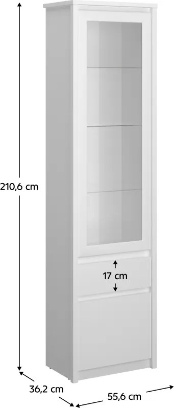 Vitrină 1D1W1S, albă, ERODIN