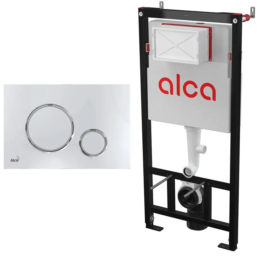 Set rezervor WC cu cadru incastrat Alca AM101/1120 si clapeta de actionare Thin M771 crom lucios - crom mat