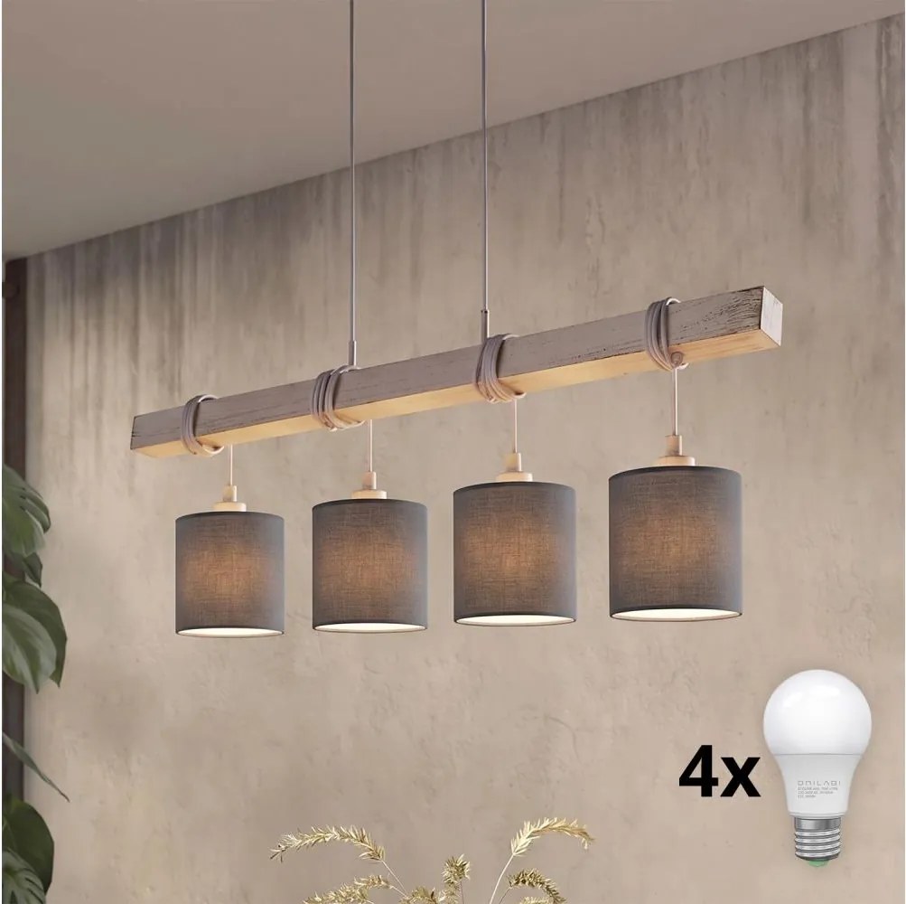 Brilagi - Lustru LED suspendat pe cablu NUBILA 4xE27/60W/230V gri/antracit