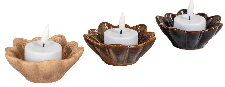 Bol ceramic, bej/maro/maro închis, ø8,5x3,5 cm, 3 bucăți