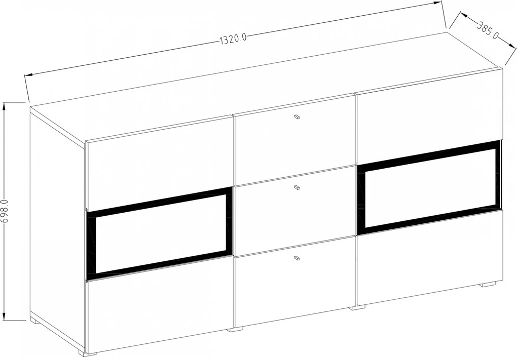 Comodă cu sertare Baros 26 132 cm - beton închis / schiefer