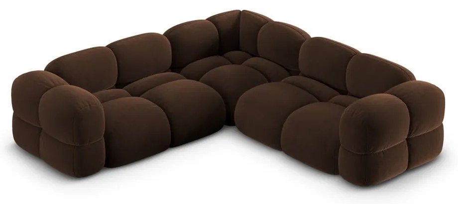 Colțar maro închis cu tapițerie din catifea Loretto – Cosmopolitan Design