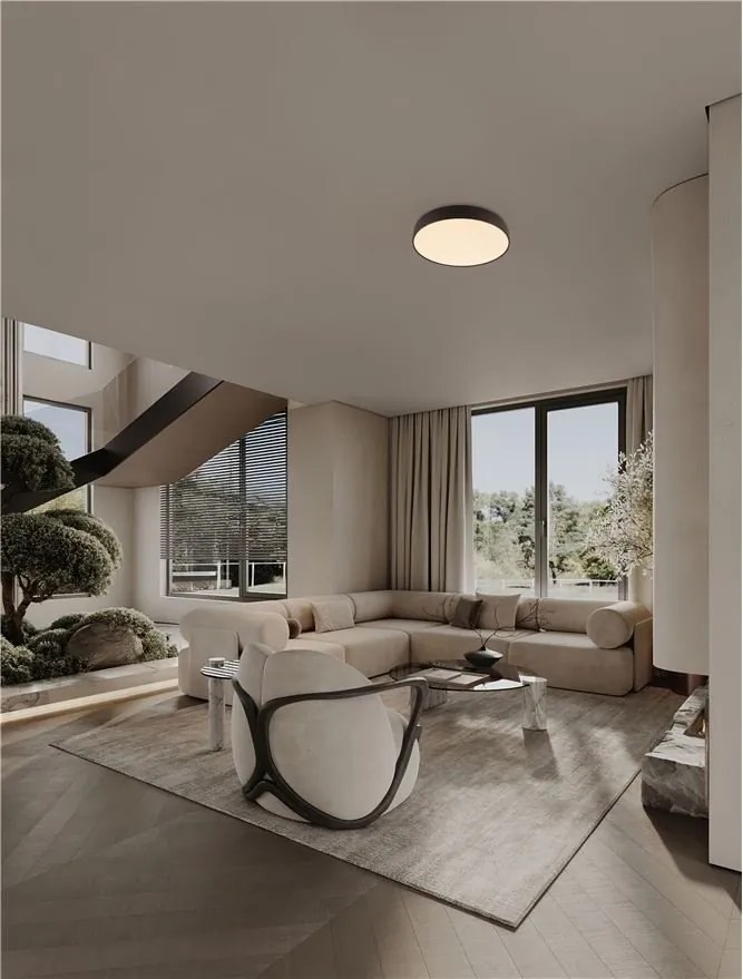 Plafoniera LED stil modern 2700K NOELIA negru 50cm