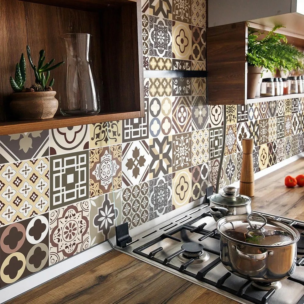 Set de 24 de autocolante de perete Ambiance Kenjito, 15 x 15 cm