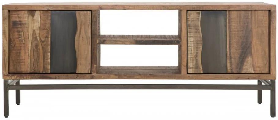 Comoda TV maro din lemn de Acacia, 145x40x60 cm, Yellowstone Mauro Ferretti