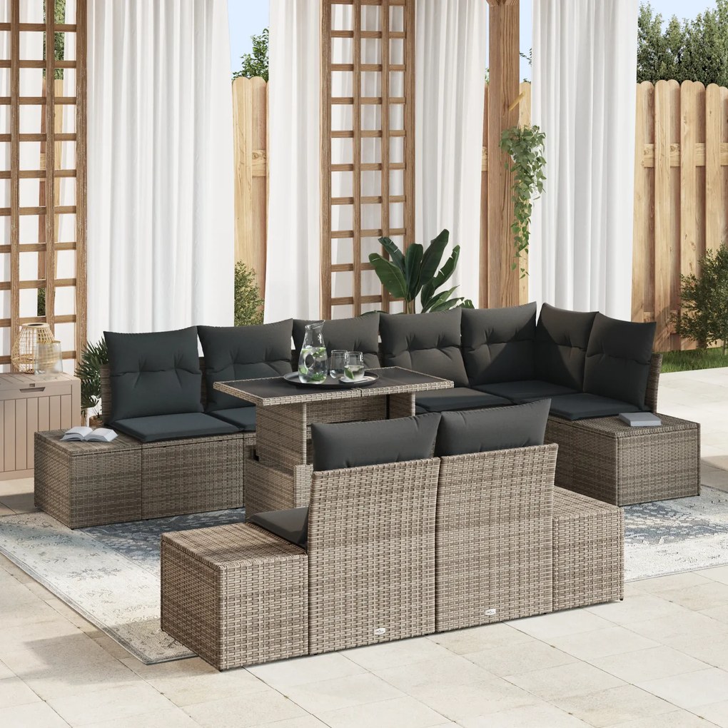 vidaXL Set de canapele pentru grădină 9 pcs Gri 100 x 55 x 73 cm