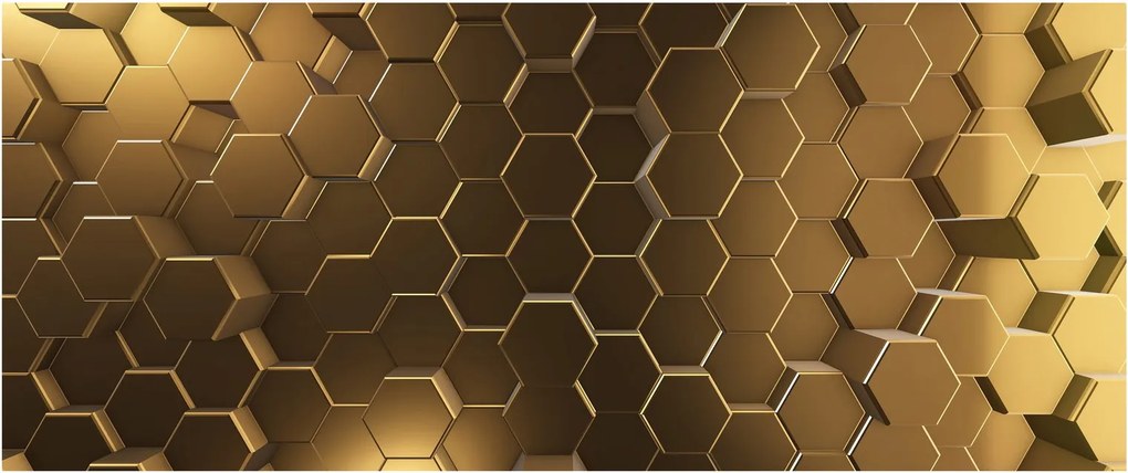 Tablou - Hexagoane verzi (120x50 cm)