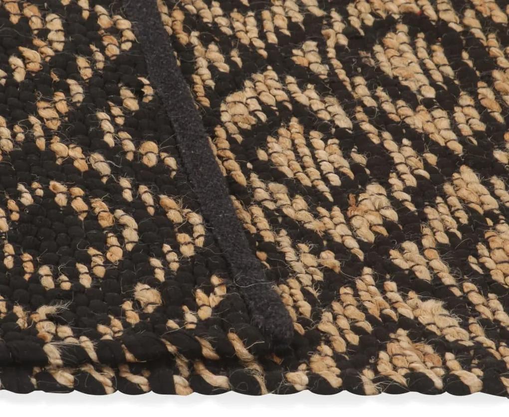 Covor iuta lucrat manual, natural si negru, 120x180 cm, textil Negru, 120 x 180 cm