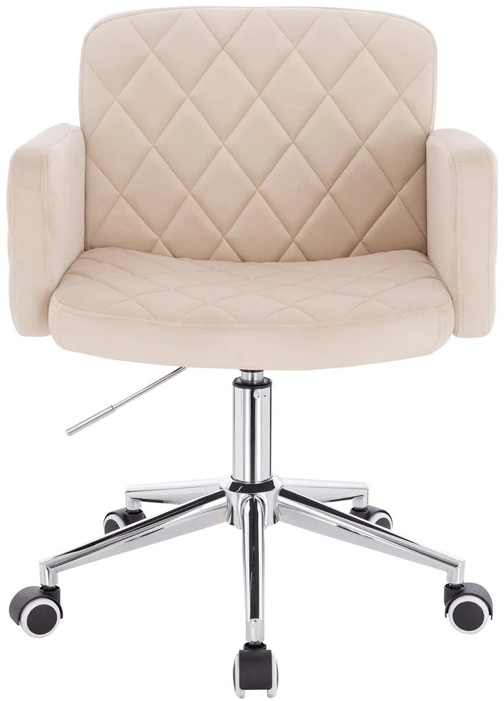 HR802K Scaun Crem din Catifea cu Bază Cromata