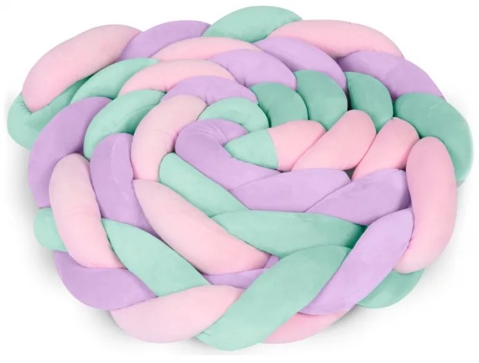 Protectie laterala pentru patut impletita 3 M Ricokids 722106 Roz Mov Turcoaz