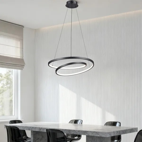 Brilagi-LED Lustru dimabil suspendat pe cablu TWISTER, LED/48W/230V, Ø 50 cm, negru + telecomandă