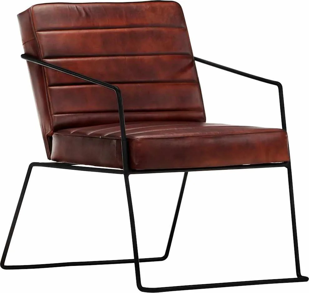 vidaXL Fotoliu, maro închis, piele naturală