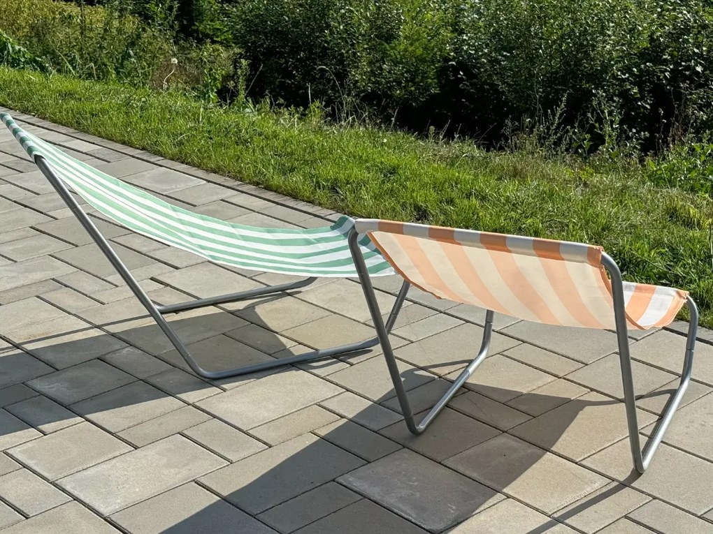 Set de 2 sezlonguri de plaja pliabile SAND, dungi verde deschis