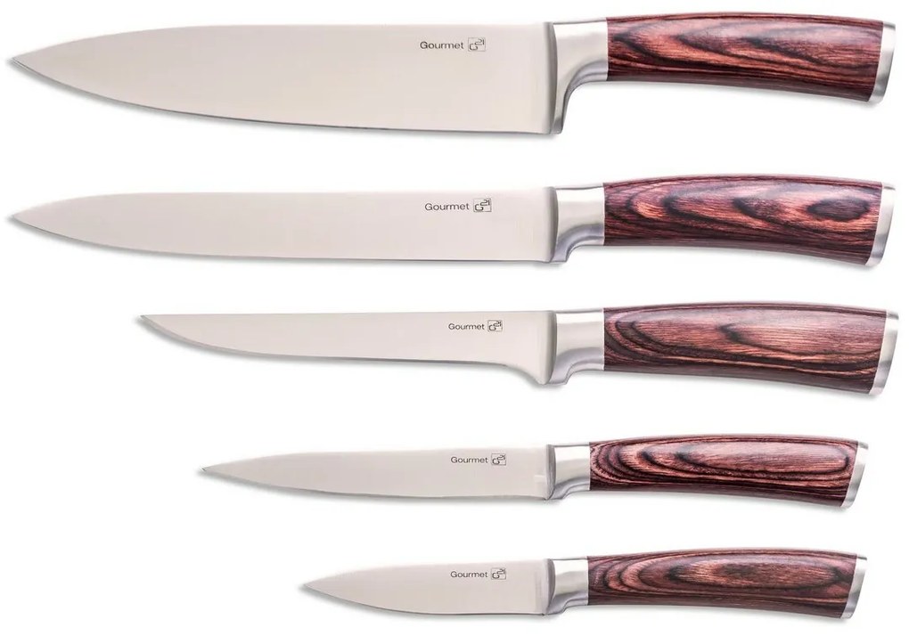 Set de cuțite G21 Gourmet Nature 5 bucăți + blocde bambus