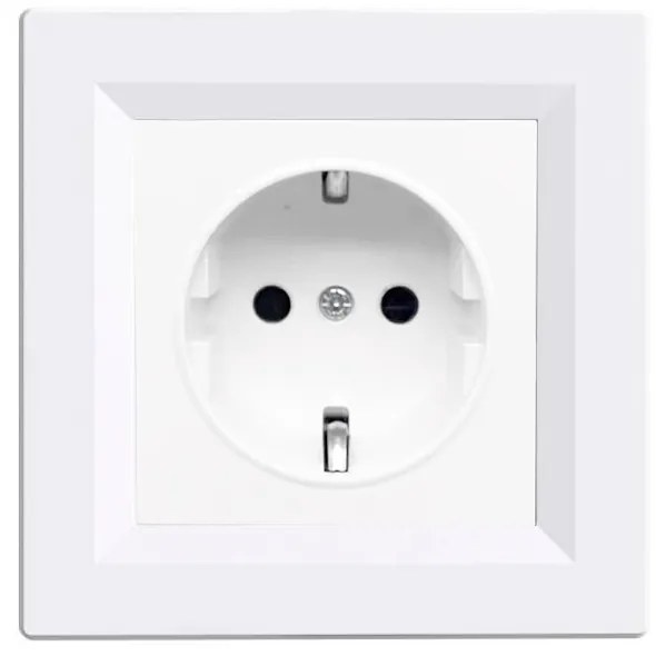 Priză cu împământare Nova 16A 250V cu cadru alb