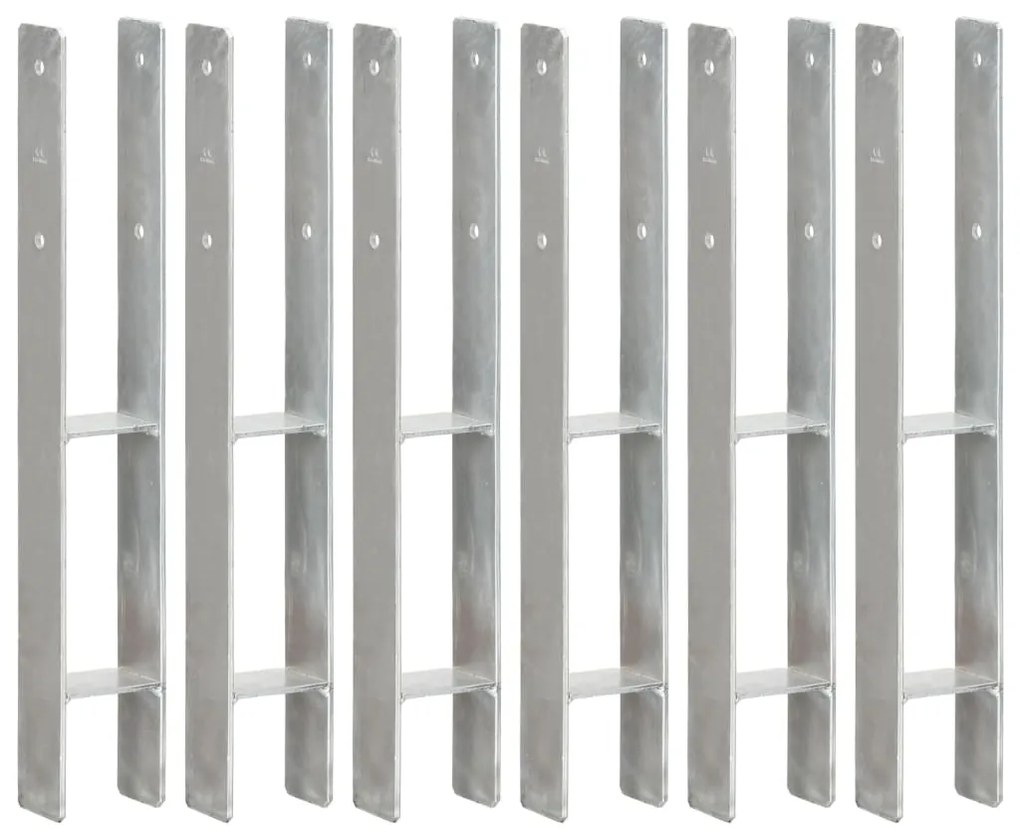 vidaXL Ancore de gard, 6 buc., argintiu, 8x6x60 cm, oțel galvanizat