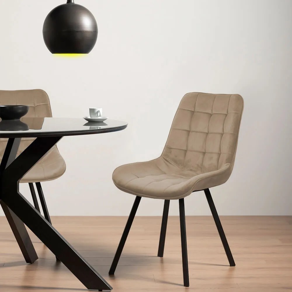 Scaun living tapițat cu catifea și picioare metalice BUC 206 bej