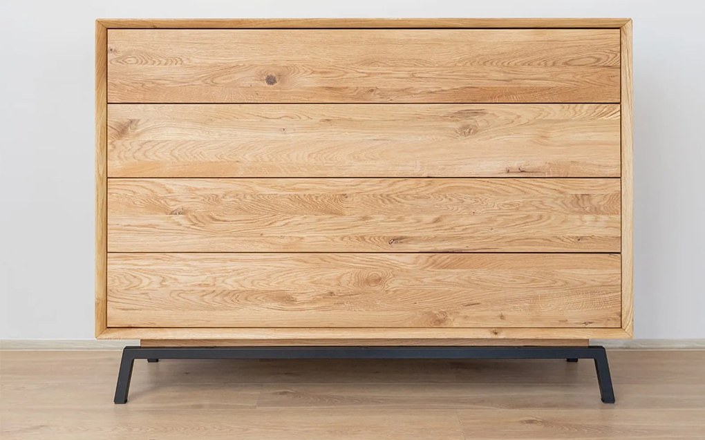 Comodă stejar masiv Madison, 121 × 45 × 90 cm