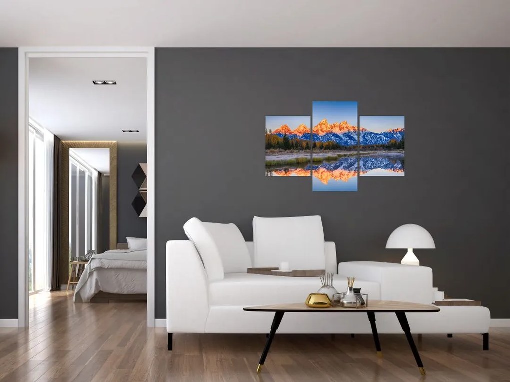 Tablou cu vârfuri de munți înzăpezăți (90x60 cm)