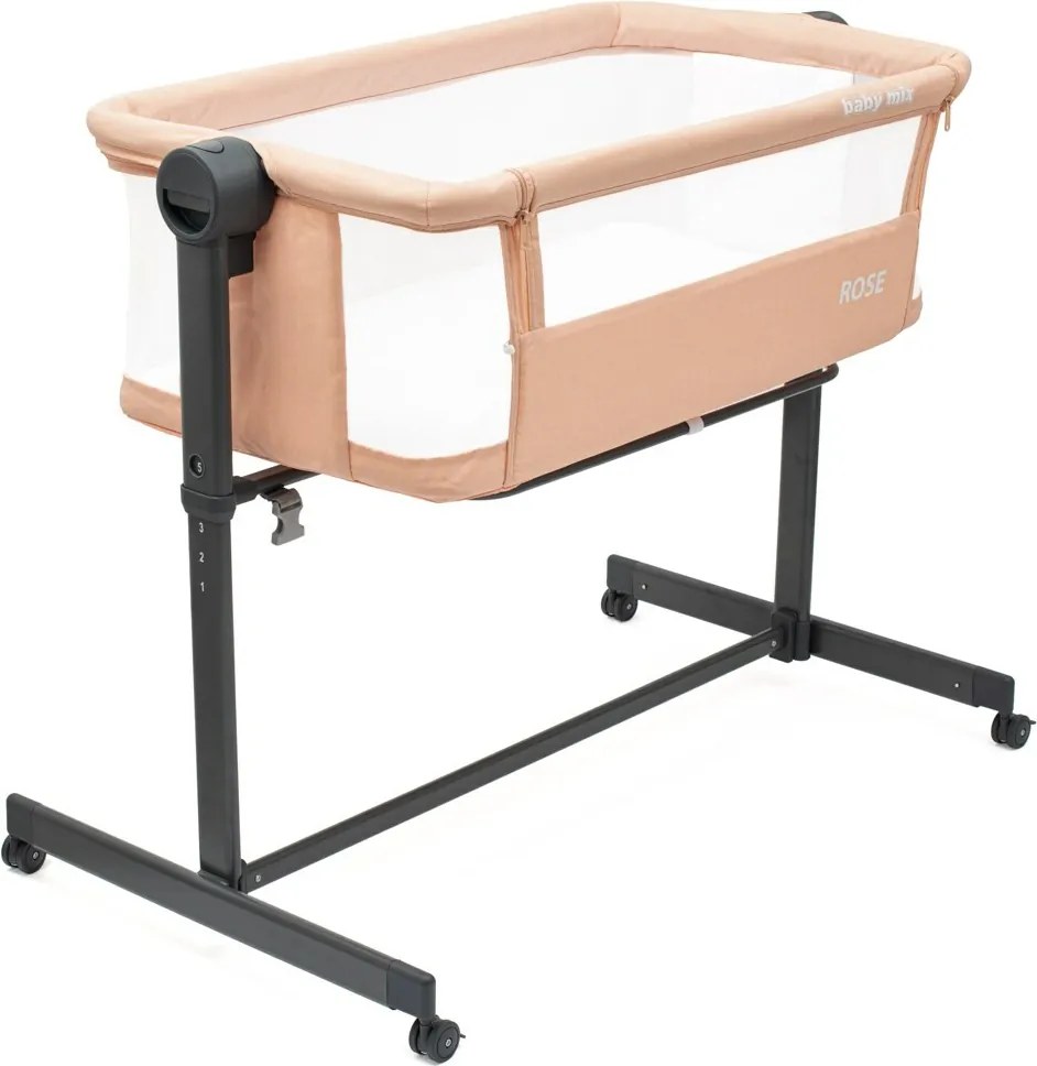 Baby Mix Pătuț suplimentar Rose somon, 84 x 80 x 52 cm