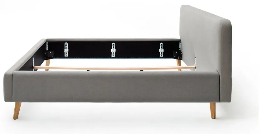 Pat matrimonial gri tapițat fără somieră 160x200 cm Mattis – Meise Möbel