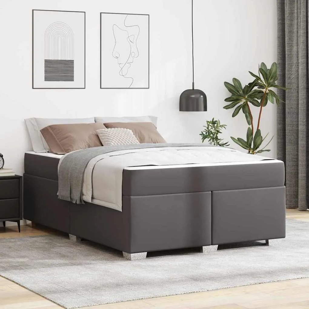 vidaXL Cadru de pat Gri 160 x 200 cm Piele artificială