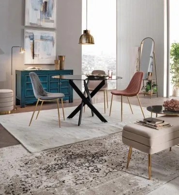 Scaun dining gri inchis din catifea si metal, Terry Bizzotto