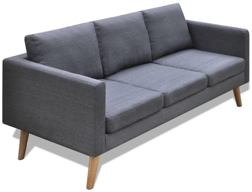 vidaXL Canapea cu 3 locuri, material textil, gri închis