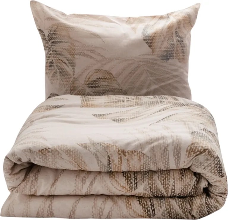 Lenjerie de pat din amestec de bumbac și in Monstera, 160 x 200 cm, 2 buc. 70 x 80 cm