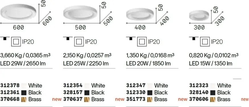 Plafoniera LED design circular PLANET PL D30 OTTONE