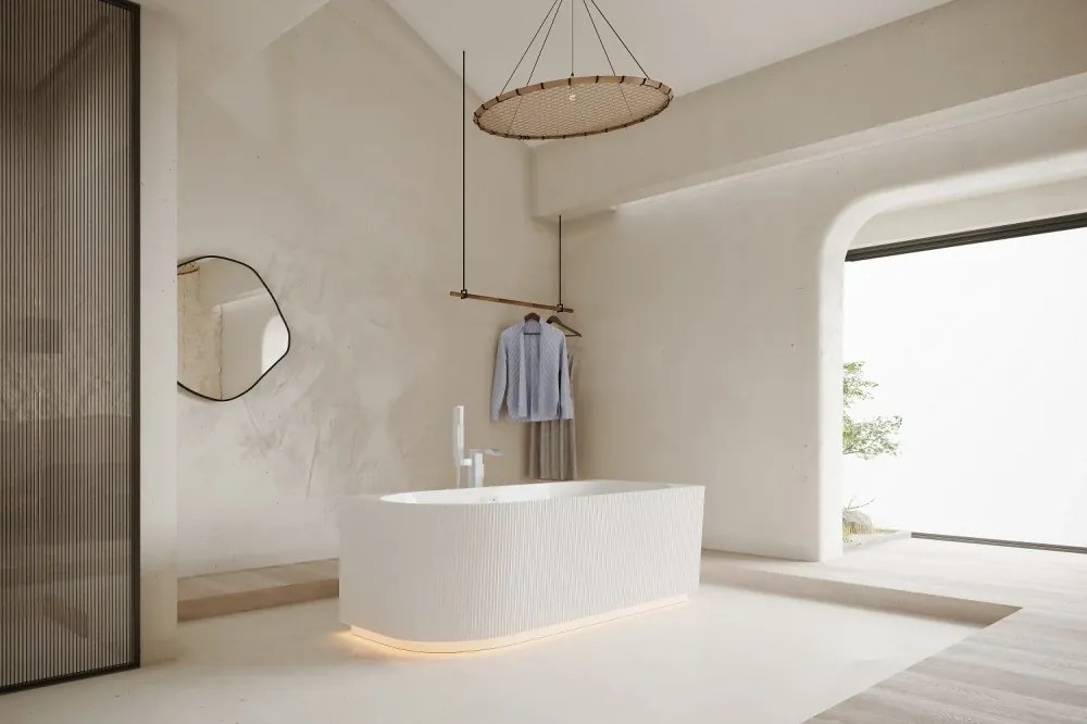 Cada freestanding Yara LED, colt perete dreapta, iluminare LED, acril, Alb lucios,160 cm, 5021R LED