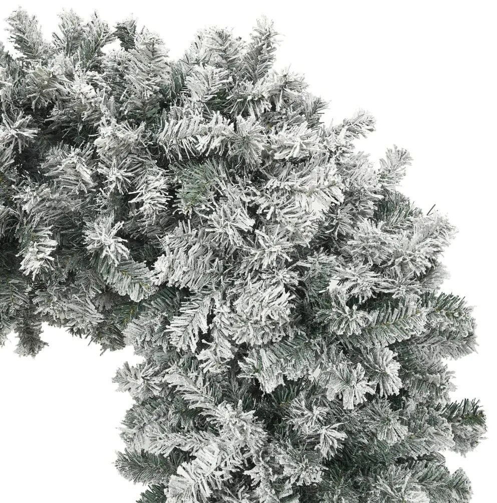 Arcada pom de Craciun cu zapada pufoasa, 240 cm 1, Alb si verde, 240 cm