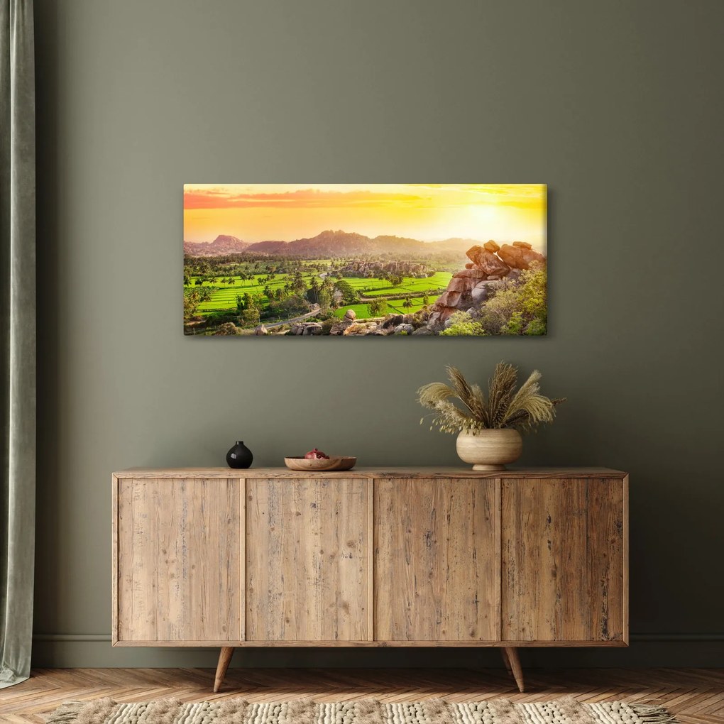 Tablou cu valea Hampi în India (120x50 cm)
