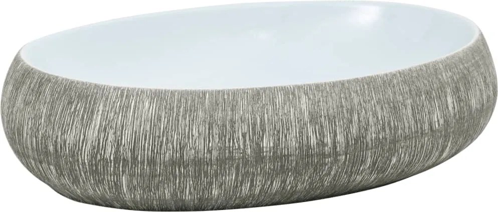 vidaXL Lavoar de blat, gri și albastru, 59x40x15 cm, ceramică, oval
