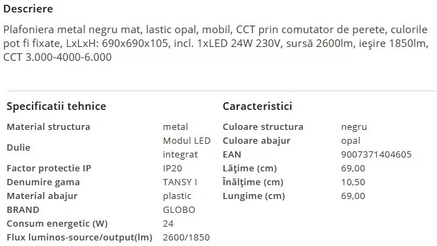Plafoniera LED design modern TANSY I 24W
