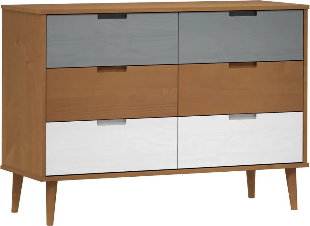 vidaXL Dulap cu sertare „MOLDE”, maro, 113x40x80 cm, lemn masiv de pin