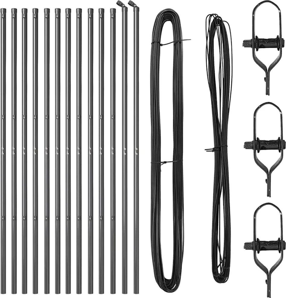 vidaXL Stâlp de gard. 13 pcs Gri Oțel