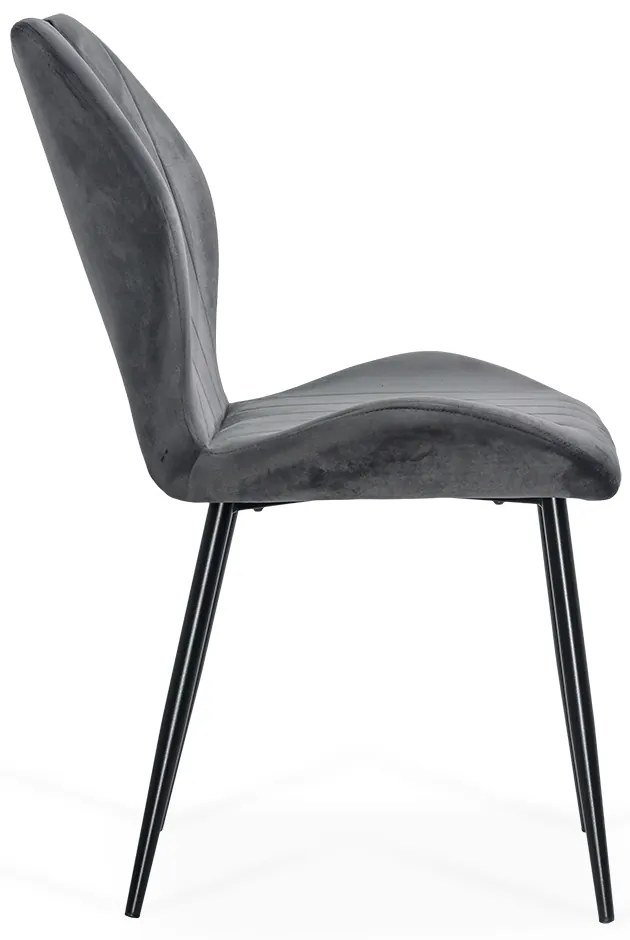 Scaun living gri din catifea cu cadru metalic si spatar ergonomic BUC 204