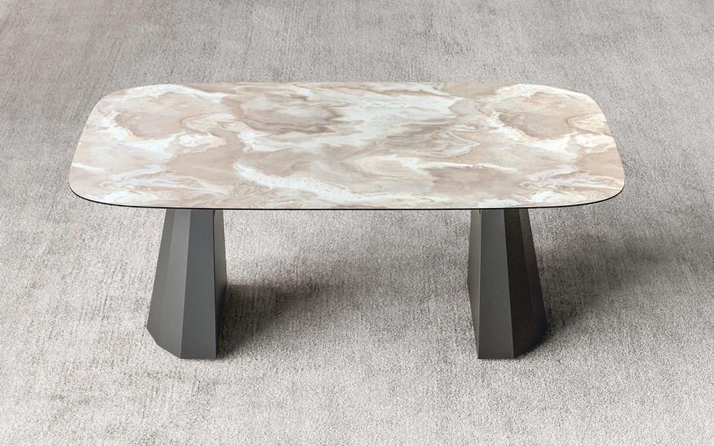 Set lemn masiv masă și scaune Dune - 400 × 120 × 75 cm, 8 scaune
