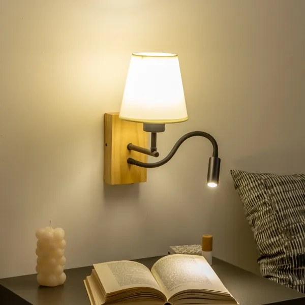 Lampă LED de perete Brilagi NUBILA WOOD 1xE27/25W/230V + LED/3W stejar/alb